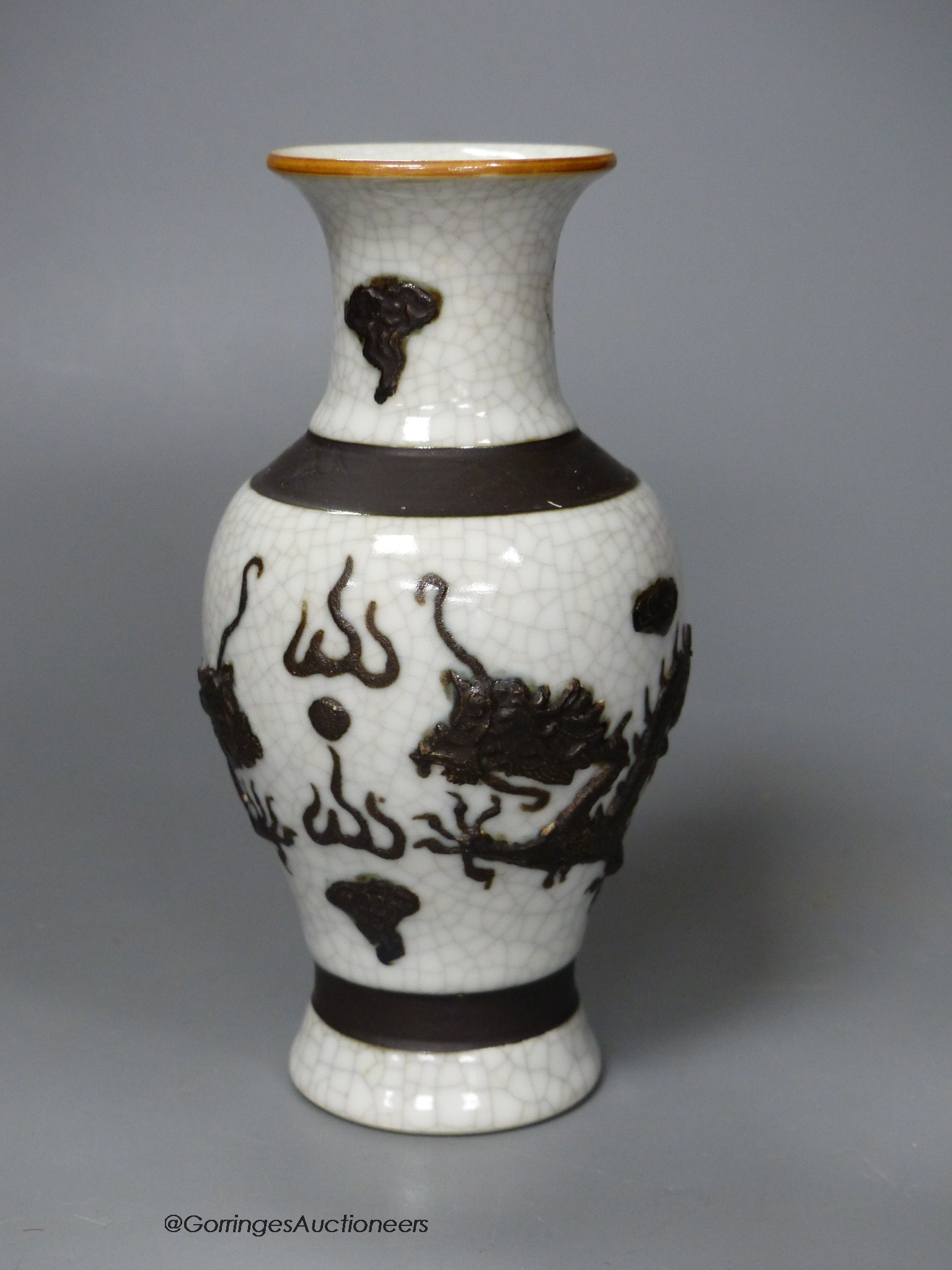 A Chinese crackle glaze 'dragon' vase, 16.5cm high